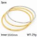 3pcs set of 3mm minimalist stackable stainless steel bangles in gold and silver finish - 3Pcs Set-2Gold 1Silver (KB184079-LO)