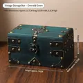 Vintage emerald wooden jewelry box with antique metal lock and 18cm outer length - Vintage Storage Box - Emerald Green