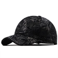 Detail shot of the textured jacquard leaf pattern and crown on a dark baseball cap - Dark Grey Jacquard Leaf Pattern(JX-B42705)
