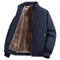 Gevoerde herenjas in marineblauw met warme fleecevoering en opstaande kraag - S / Fleece Gevoerde Stijl / Blauw