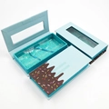 Scatole per ciglia blu e marroni con motivi colorati e inserto glitterato - Motivo Gelato Blu