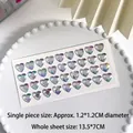 3D heart diamond stickers with iridescent crystal gems for kids rewarding crafts - M Size Transparent (36 Pcs/Sheet)