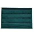 Dark green 4-tier velvet jewelry display stand for rings and earrings storage - 4-Row Stud Earring Tray / 35x24x3cm