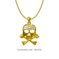 Pendentif tête de mort doré style Hip-hop avec cristaux blancs étincelants - Or (N0165G)