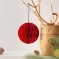 Red honeycomb paper Christmas ball with gold glitter edges and 10cm diameter hanging string - Diameter 10cm / Burgundy Origami Christmas Ball