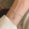 Elegant aurora crystal silver bracelet featuring adjustable anchor chain for women - Silver Classic Anchor Chain Adjustable (MY37343)