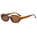 Chic polygonal tortoiseshell sunglasses with brown lenses and leopard print frames - Leopard / Brown