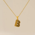 Collana in acciaio al titanio dorato con lettera B, doppia trama e catena fine - Oro Lettera B
