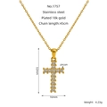 Dettagli della collana con pendente a croce in acciaio inossidabile placcato oro 18 carati - Stile Combinazione Zircone Ovale (ZN1757G)