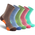 Set of 5 colorful crew socks in orange blue green pink and mint with ribbed texture - One Size (37-45) / TK-3 Set (5 Pairs Pack)