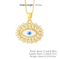 Gold Evil Eye pendant necklace with clear crystals and detailed sizing information - XL-382-B (Starburst Eye)