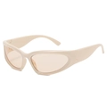 Occhiali da sole sportivi chic con montatura crema beige e lenti arancione chiaro - Montatura Beige Lente Tè Chiaro