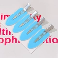 Set of 4 light blue cream glue DIY hair clips with metal duckbill spring clamps - Set of 4 / Blue