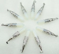 Opalite hexagonal point pendants with silver hollow crowns arranged in a circular set - Antique Silver Opalite