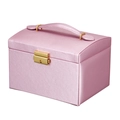 Joyero rosa minimalista con cerradura dorada y asa para anillos y pendientes - 17.5*14*13cm / Morado