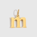 Lowercase letter m pendant crafted in polished gold finish with integrated bail loop - Lowercase m - 14K Gold