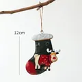 Christmas stocking metal ornament with deer, 12cm green tin pendant decoration - Green Christmas Stocking