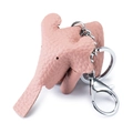 Portachiavi a forma di elefante in vera pelle rosa con trama litchi e gancio in metallo - Rosa