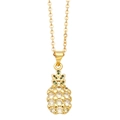 Elegant gold-plated pineapple pendant necklace with sparkling yellow and green crystals - Gold Pineapple