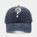 Vintage washed baseball cap with question mark embroidery and distressed finish - Navy Blue