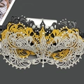 Lace masquerade masks set in gold, silver and black with sparkling rhinestone details - One Size / Black, Gold and Silver Set (Ribbon)