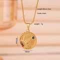 Collana con ciondolo tarocchi sole dorato e strass colorati su catena serpente piatta - Sole Di Fiamma Ciondolo Tondo (TG 2668)