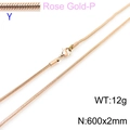Rose gold stainless steel round snake chain necklace with lobster clasp, 600x2mm size - Rose Gold 2.0mm Snake Chain (KN203758-Z)