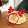 Festive red Christmas reindeer antler headband with white snowflake embroidery - Velvet Reindeer Antler