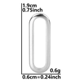 Vista detallada del conector ovalado plateado para joyas con medidas 1,9 cm por 0,6 cm - Colgante / Color Acero