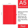 A5 red PU leather notebook with elastic strap 100 sheets of 80g premium paper - A5(210x145mm) / Red