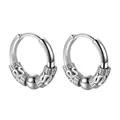 Retro silver hoop earrings for men and women featuring embossed dragon pattern and beads - Bead Pendant Style / 14mm Silver/With Dragon Ball
