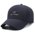 Navy blue quick-dry baseball cap for men with breathable laser-perforated side mesh - Adjustable / Navy Blue