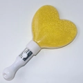 Yellow glitter heart-shaped LED glow stick with white handle for concert and party - Heart / Yellow