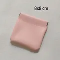 Pink PU leather mini makeup bag with automatic spring closure, sized 8x8cm for lipsticks - Small Hot Pink