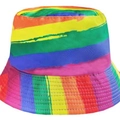 Rainbow graffiti bucket hat with colorful brushstroke pattern for sun protection - One Size / Tie-dye Rainbow