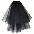 Detail of multi-layer black tulle bridal veil with irregular high-low hem design - Black Plain Tulle Double Layer With Hair Comb