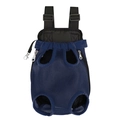 Navy mesh pet carrier backpack with four-hole leg openings and adjustable nylon straps - Navy Blue
