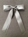 Elegant grey satin ribbon bow hair clip for women with a sleek ballet style aesthetic - Gray