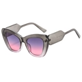 Modern cat-eye sunglasses with translucent grey frame and purple-pink gradient lenses - Grey Frame Grey Pink Gradient Lens