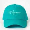Verstelbare turquoise katoenen baseballpet met Mama-borduurwerk en hartje voor dames - Eén maat / Meer Groen