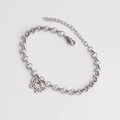 Pulsera minimalista de mariposa en acero inoxidable con cadena plateada ajustable chic - Colgante de Mariposa / Plateado
