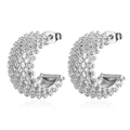 Orecchini a cerchio in maglia placcati oro 18 carati con zirconi cubici scintillanti - Stile Micro-Intarsio in Zirconia / Fusione a Rete Acciaio (MS-058)