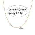Minimalist gold chain necklace with irregular white pearls, 40+5cm length and 5.9mm pearls - Freshwater Pearl Station Chain Necklace