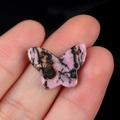 Pink rhodonite butterfly stone pendant with natural black veins for DIY jewelry - Rhodonite