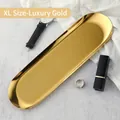 Extra large light luxury gold stainless steel oval jewelry tray with mirror finish - Stainless Steel / Extra Large / Oval Gold (30*9.5cm)