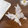 Iridescent butterfly hair claw clip with pearlescent rainbow finish for women - Large Butterfly 9cm / Iridescent White