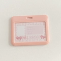 Pink heart cloud glitter photo card holder with aesthetic grid ID card insert - Pink Horizontal Single Case