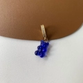 Blue resin bear pendant with gold diamond-set clasp on a freshwater pearl necklace - Micropaved Blue Bear Pendant