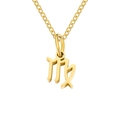 Polished gold stainless steel Virgo zodiac sign pendant necklace on fine O-link chain - Virgo-Gold
