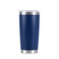 20oz double-walled stainless steel insulated tumbler in matte blue finish with lid - Powder Coated Dark Blue
